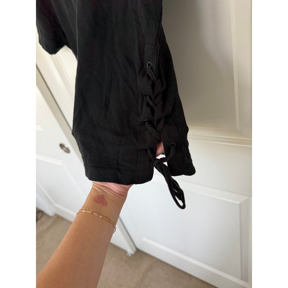 Rag & Bone Lace Up Side Tie Modal Short Sleeve Top Black XS - Picture 4 of 6